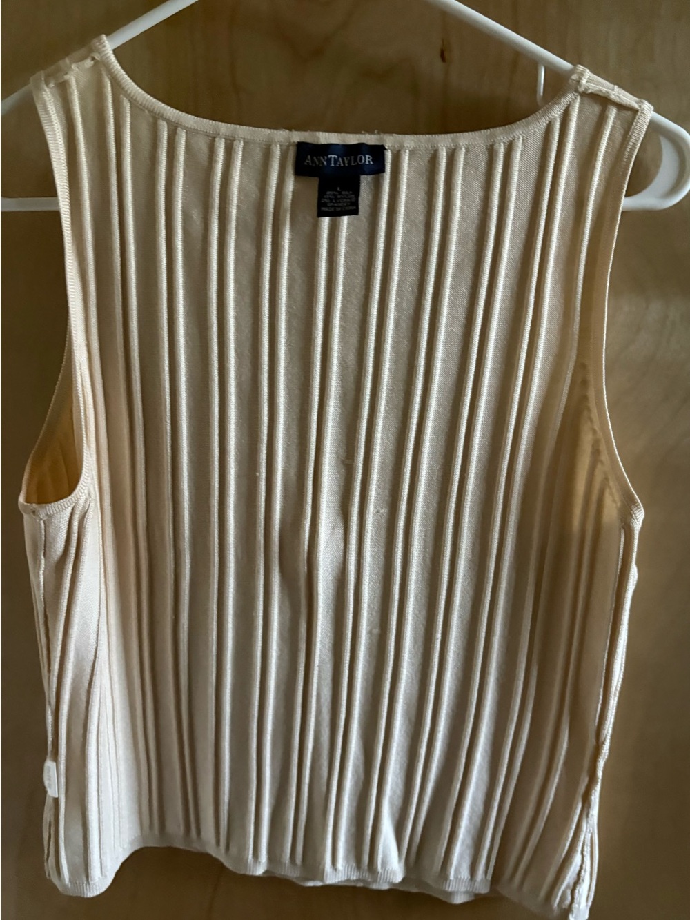 Ann Taylor Cream Ribbed Tank Top - Picture 2 of 5